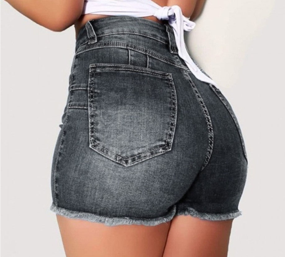 Trendige Denim-Shorts mit Quasten: Slim Fit für Damen