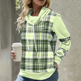 European And American Plaid Printed Long Sleeve Turtleneck Loose Casual Top from Eternal Gleams