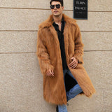 European And American Fall Winter Men Long Imitation Fur Coat Popular Men's Imitation Fox Fur Warm Coat