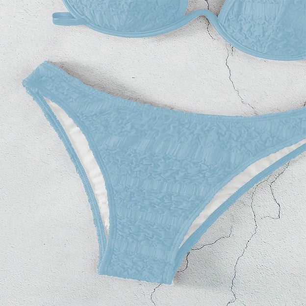 Blue Lace-Up Split Swimsuit | Sexy Crinkle Bikini from Eternal Gleams