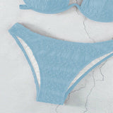 Blue Lace-Up Split Swimsuit | Sexy Crinkle Bikini from Eternal Gleams