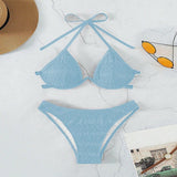 Blue Lace-Up Split Swimsuit | Sexy Crinkle Bikini from Eternal Gleams