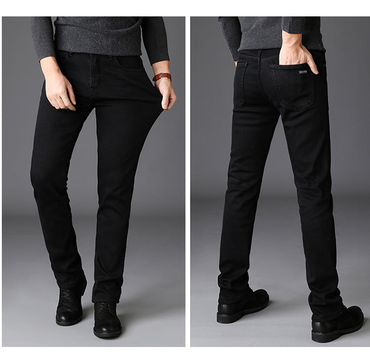 Classic Black Slim-Straight Men's Jeans from Eternal Gleams