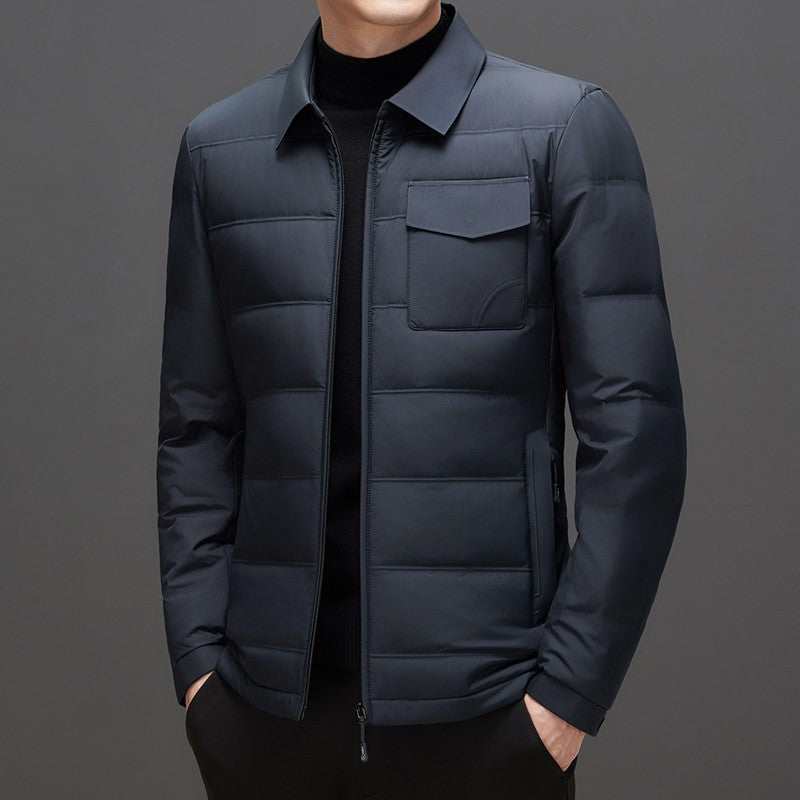 Executive Elegance: Men's Vinylon Business Down Jacket from Eternal Gleams