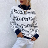 Festive Flair: Half High Neck Snowflake Sweater Blouse from Eternal Gleams