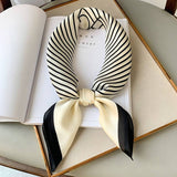 Chic Striped Imitation Silk Square Scarf