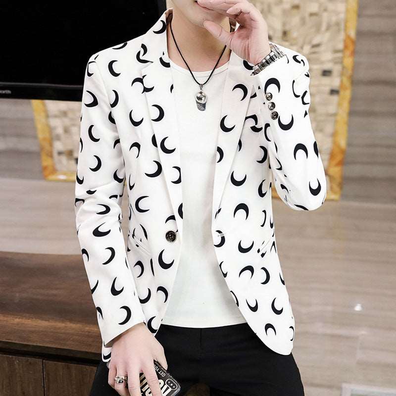 Fashion Fashion Printing Coat Single Row One Button Suit