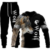 Alpha Style: 3D Wolf Print Men's Hooded Tracksuit | Eternal Gleams