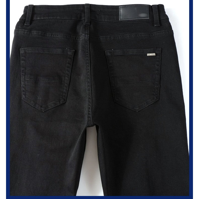 Midnight Style: Men's Black Patch Pleated Jeans