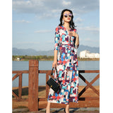 Women's seaside holiday slim dress with geometric prints from Eternal Gleams