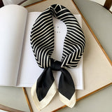 Fashionable Striped Imitation Silk Small Square Scarf - Elegant Accessory for Women from Eternal Gleams