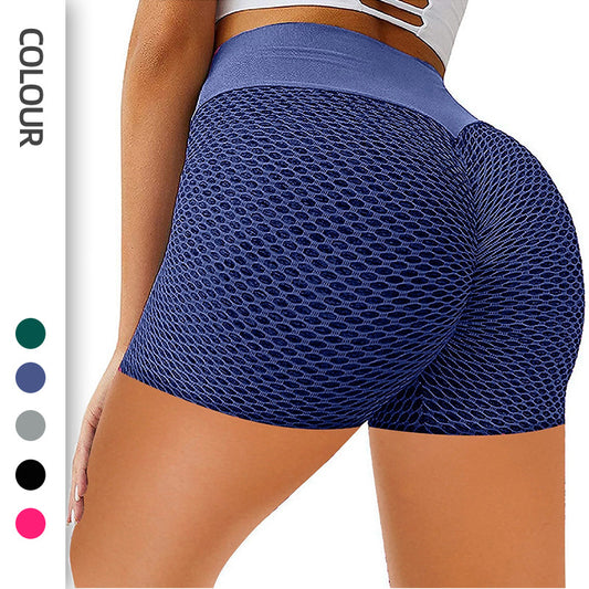 Honeycomb Design Yoga Pants Solid Color Hip-lifting Fitness Sports Shorts For Women from Eternal Gleams