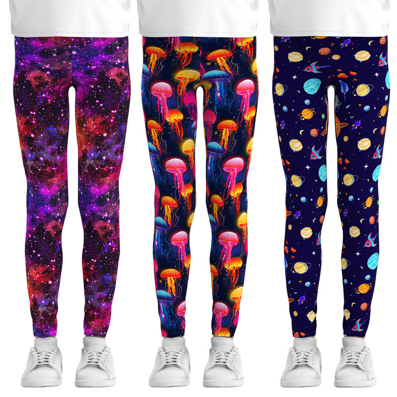 Dreamy Delights: Milk Silk Digital Print Girls Leggings from Eternal Gleams