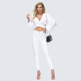 Women's White Ankle Tight High Waist Skinny Jeans from Eternal Gleams