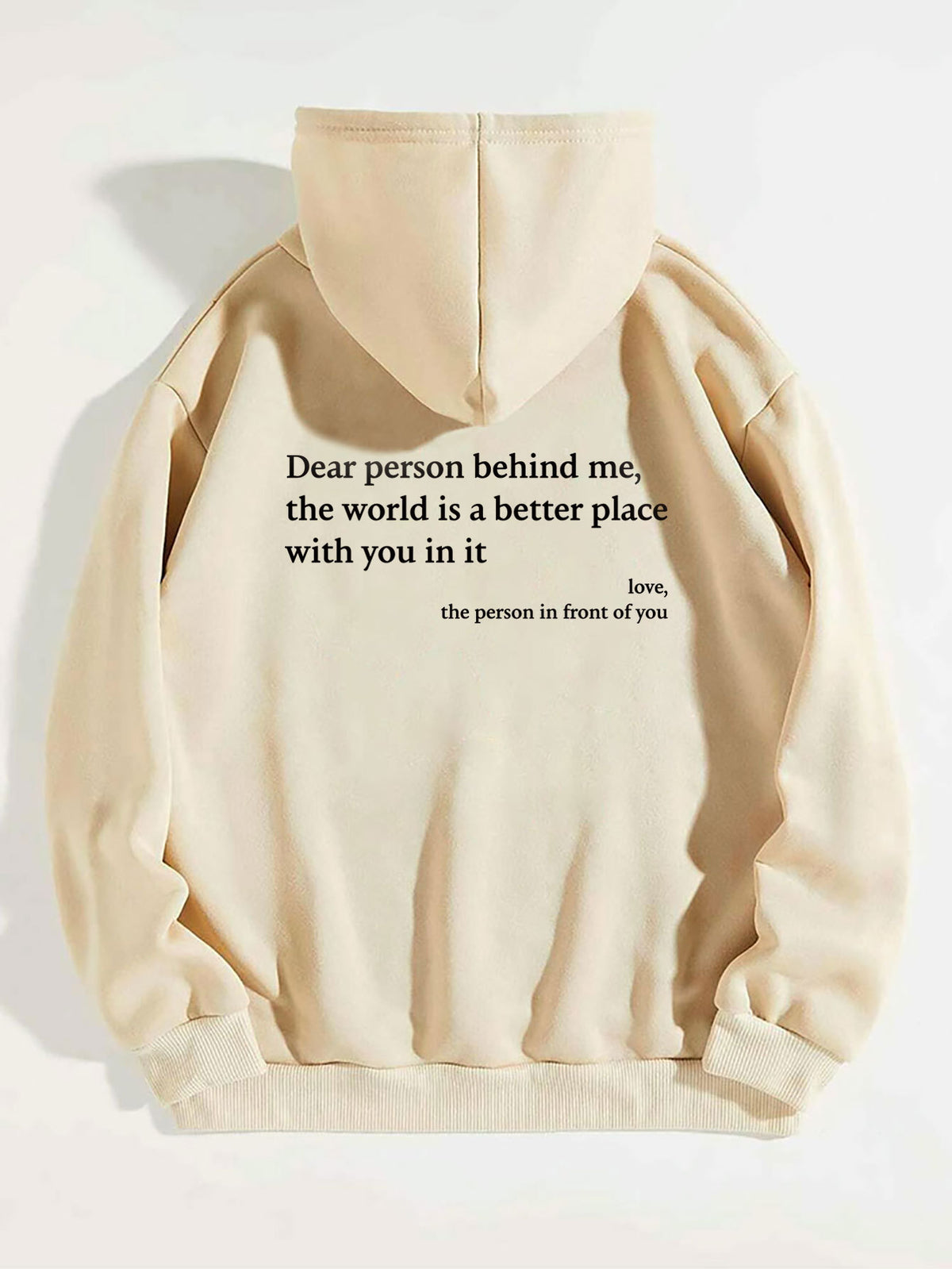 Kindness in Comfort: Plush Letter Printed Hoodie from Eternal Gleams