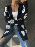 Chic Halloween Skull Jacquard Cardigan