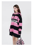 Street Chic: Contrast Striped Embroidered Sweater from Eternal Gleams