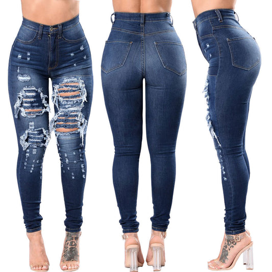 Women's Ripped Denim Washed Denim Pants from Eternal Gleams