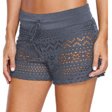 Women's Black Jacquard Lace Shorts from Eternal Gleams