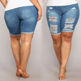 Summer Plus Size Ripped Jeans for Women - Trendy and comfortable denim pants.