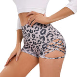 Camouflage Leopard Print Yoga Pants For Women High Waist Tight Shorts With Side Hollow Design Sexy Fitness Pole Dancing Sports Shorts