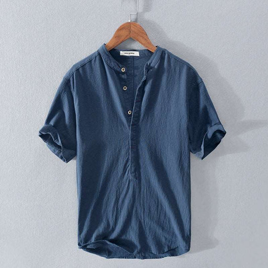 Japanese Retro Stand Collar T-shirt for Men