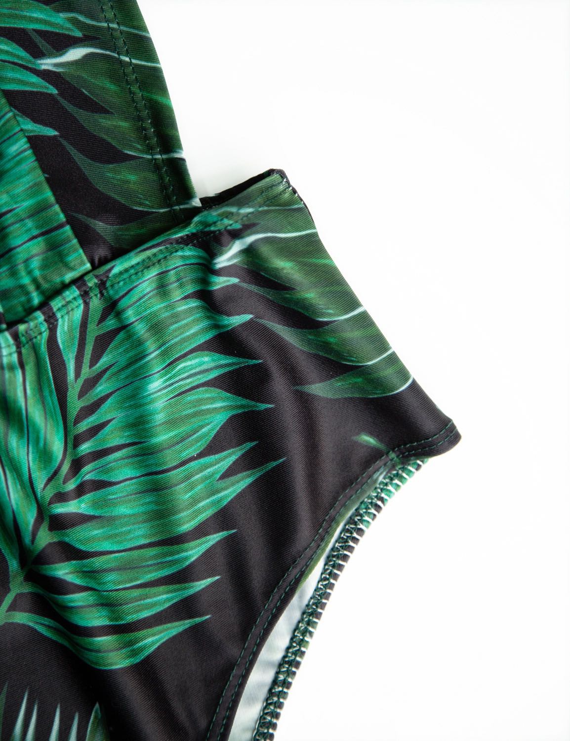 Goddess Green: Women's Bandage Swimwear with Leaf Print from Eternal Gleams