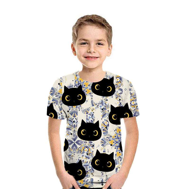 Casual 3D Printed Kids Short Sleeves