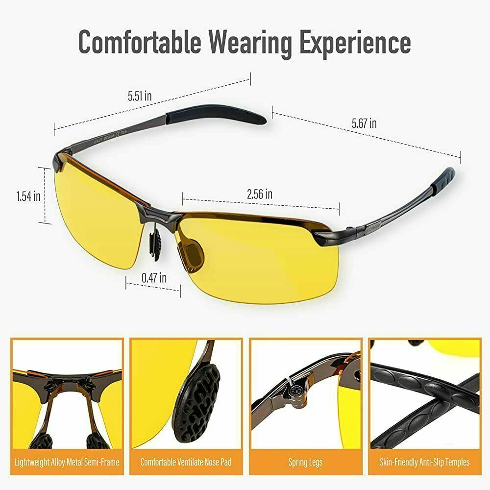 Polarized HD Night Driving Vision Glasses For Men & Women Aviator Sunglasses from Eternal Gleams