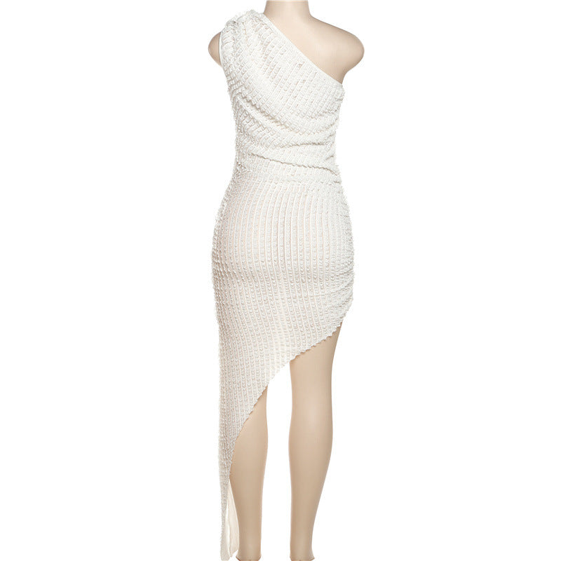 Urban Chic: White Asymmetric Hem Sleeveless Dress