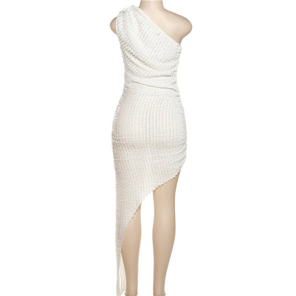 Urban Chic: White Asymmetric Hem Sleeveless Dress