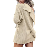 Women's Lapel Pocket Knitted Cardigan Button Mid-length Coat from Eternal Gleams