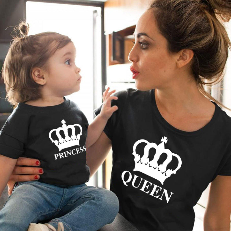 Crown King Family Summer T-Shirt - Short-Sleeved Family Wear in Black