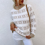 Festive Flair: Half High Neck Snowflake Sweater Blouse from Eternal Gleams