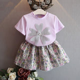 Cute Summer T-Shirt and Skirt Clothing Set for Baby Girls from Eternal Gleams.