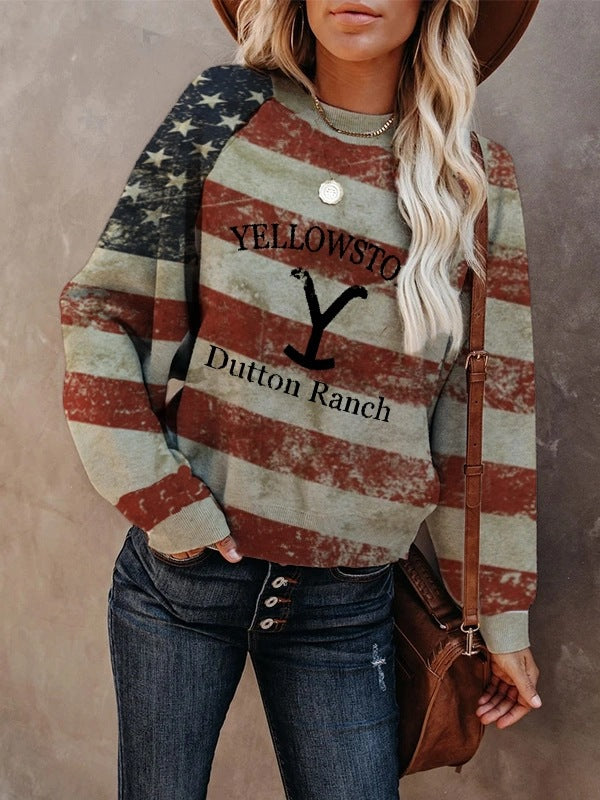 Women's Yellowstone Dutton Ranch Print Sweatshirt from Eternal Gleams