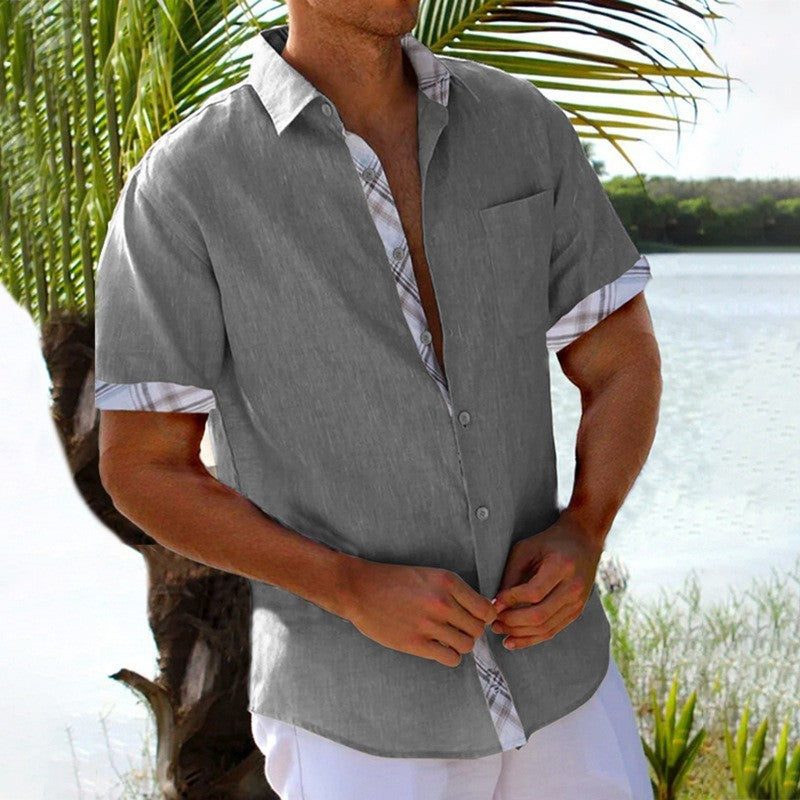 Vacation short sleeve shirts with plaid side design from Eternal Gleams