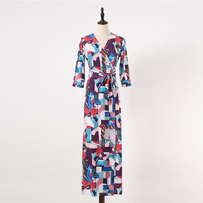 Women's seaside holiday slim dress with geometric prints from Eternal Gleams