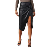 Women's Split Mid-length Hot Girl Leather Hip Skirt from Eternal Gleams