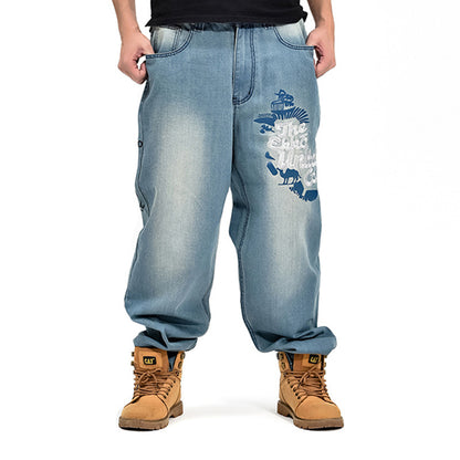 Jeans décontractés amples en denim de style hip-hop pour hommes