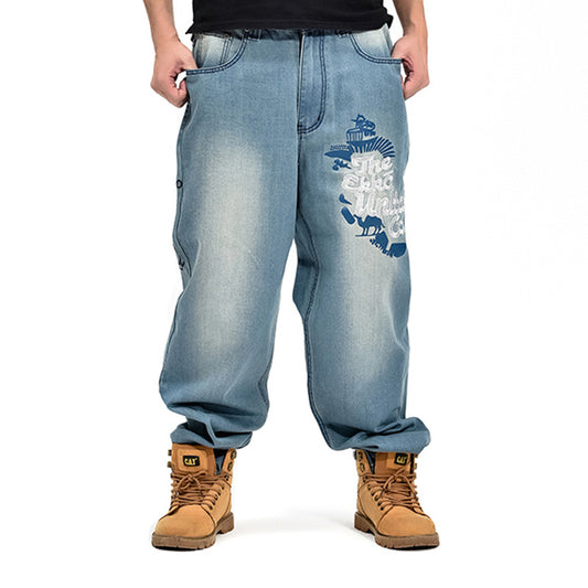 Jeans décontractés amples en denim de style hip-hop pour hommes