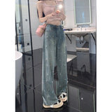 Pearl Straight Jeans High Waist Slim-fit Wide-leg Pants Women from Eternal Gleams