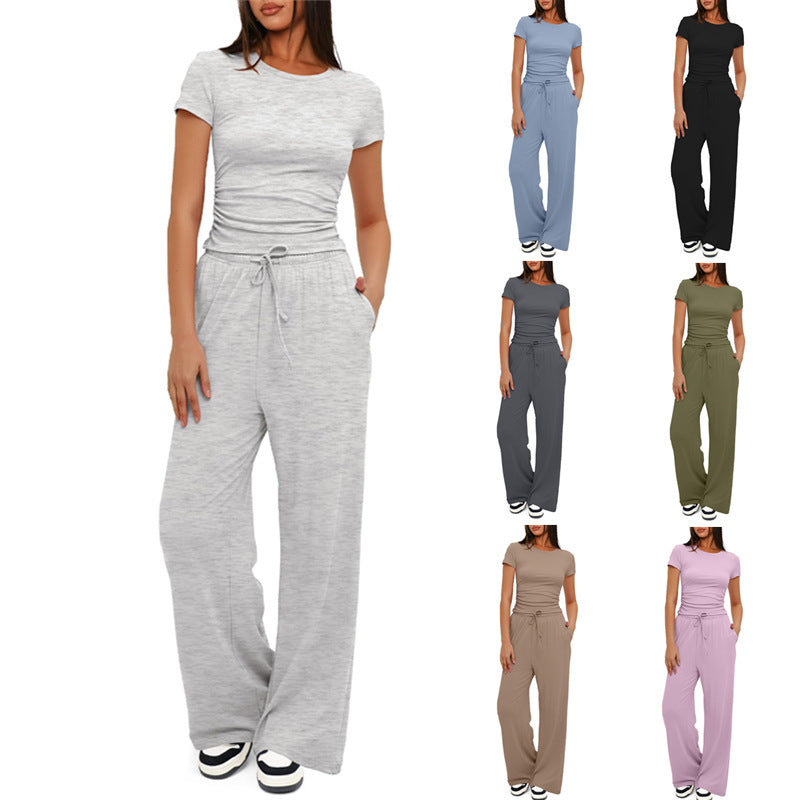 2PCS solid color casual sports yoga suit in multiple colors