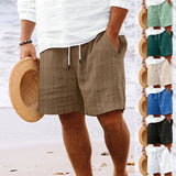 Men's cotton and linen lace striped shorts in various colors from Eternal Gleams