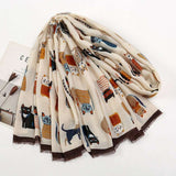 Autumn And Winter Polyester Long Scarf Female Cartoon Cat