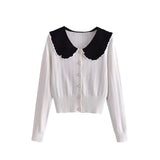 Chic Doll Collar Knitted Cardigan from Eternal Gleams