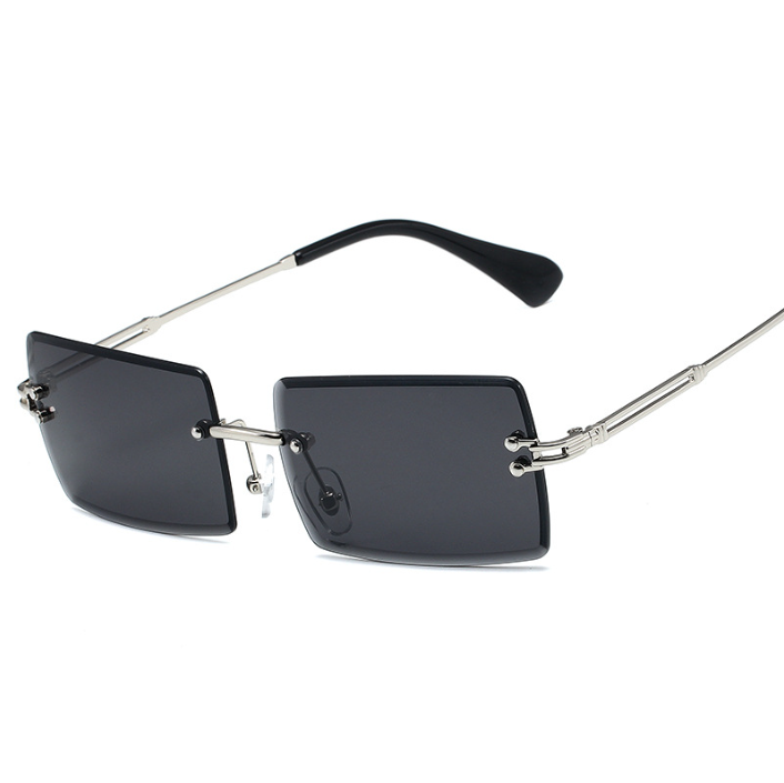 Rimless Rectangle Sunglasses Square Fashion Hip-hop Sunglasses Tide Ins Retro Street Beat Cut Edge Sunglasses from Eternal Gleams