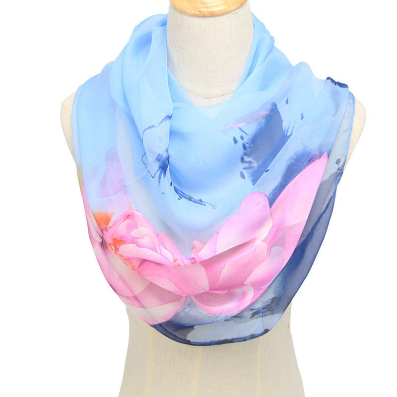 Blossom Breeze: Retro Ethnic Georgette Scarf Shawl from Eternal Gleams