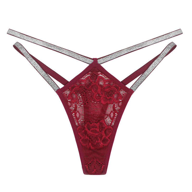 Mesh Traceless Adjustable Lace Thong - Front View
