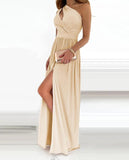 Goddess Glamour: One Shoulder High Split Cocktail Maxi Dress from Eternal Gleams